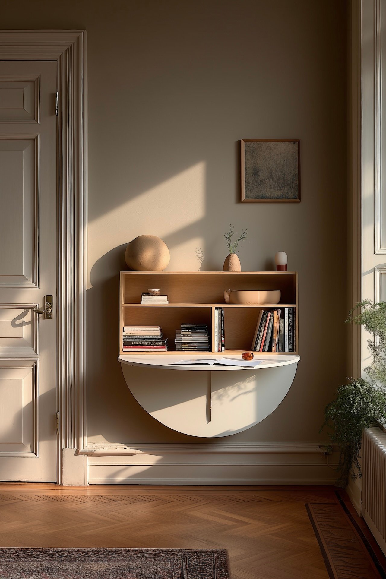 coin bureau salon mural rond disque