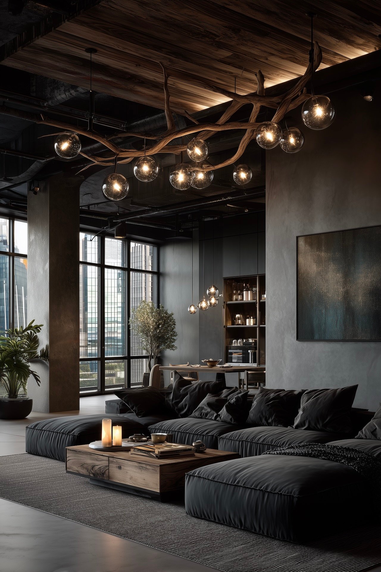 loft chalet contemporain luminaire chandelier moderne