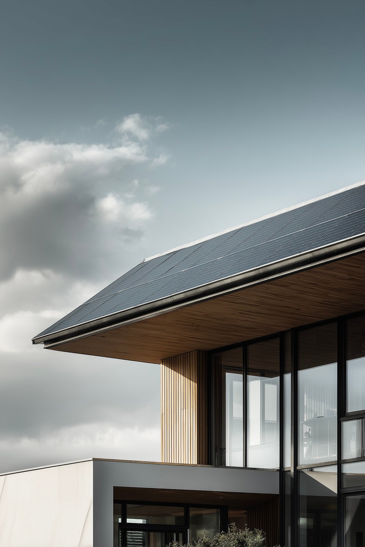 maison contemporaine panneaux solaires intégrés architecture