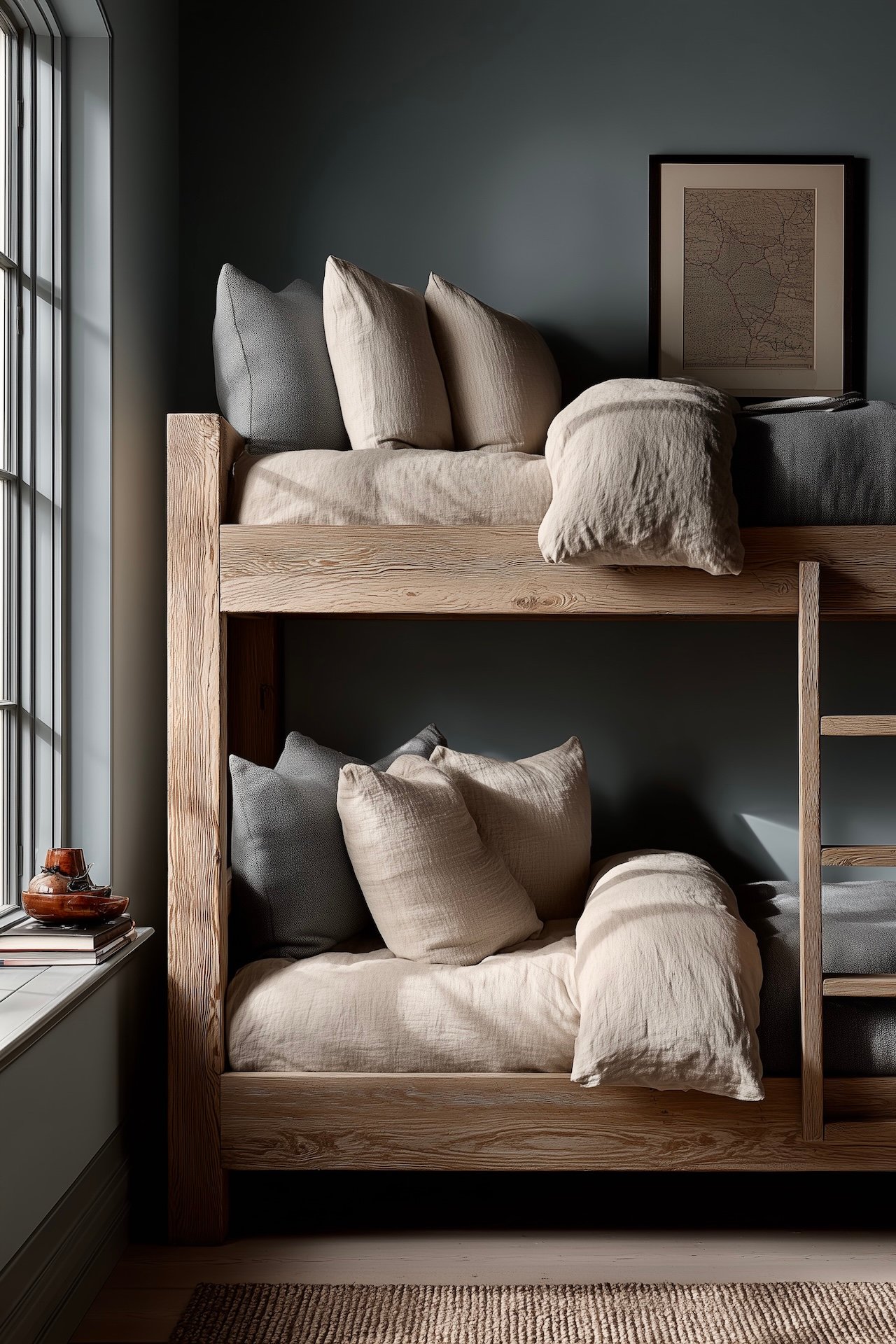 mur gris foncé farrow mobilier bois brut massif