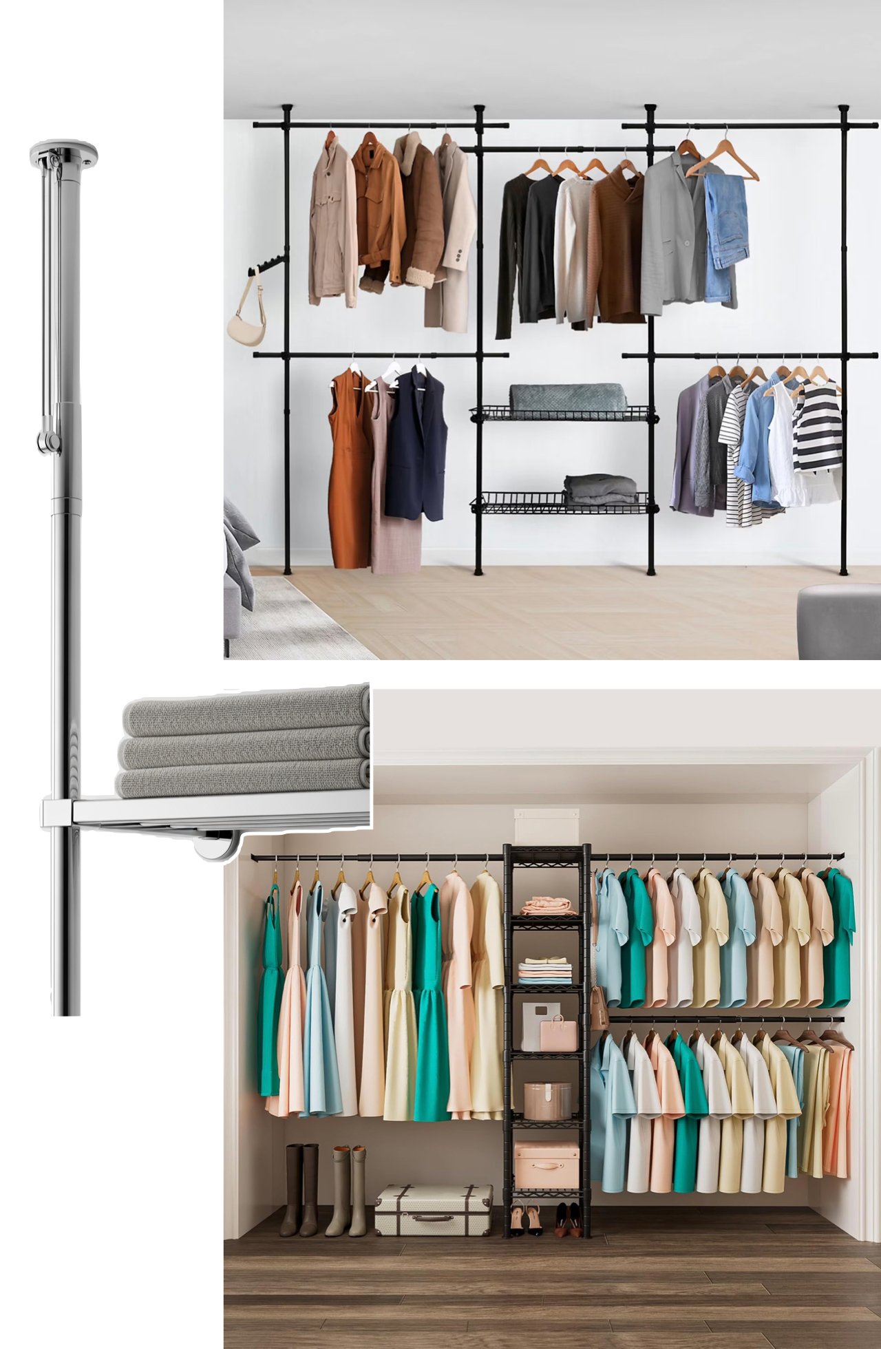 rangements modulables dressing téléscopique locataire sans percer