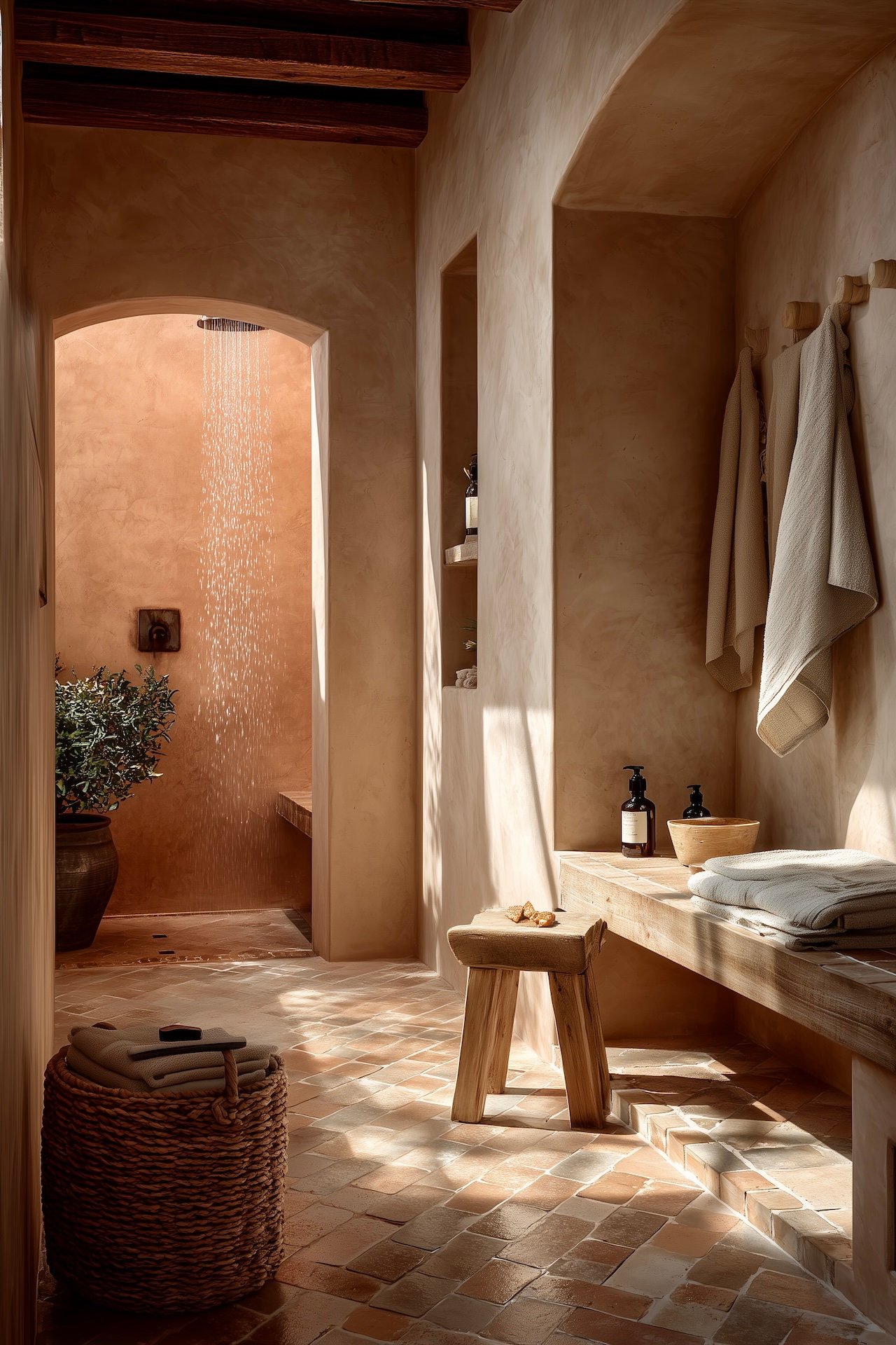salle de bain méditerranéenne enduit naturel