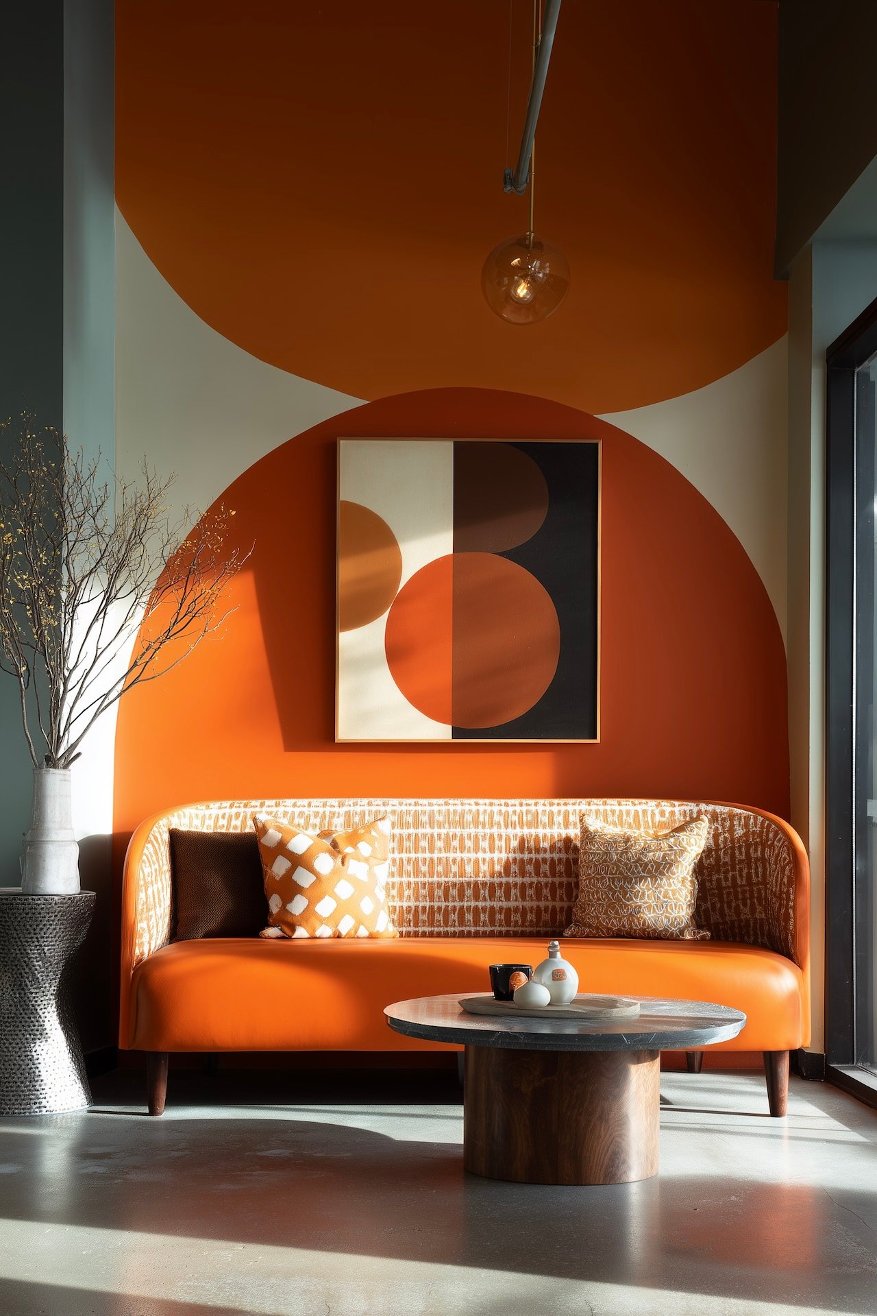 séjour orange inspiration années seventies