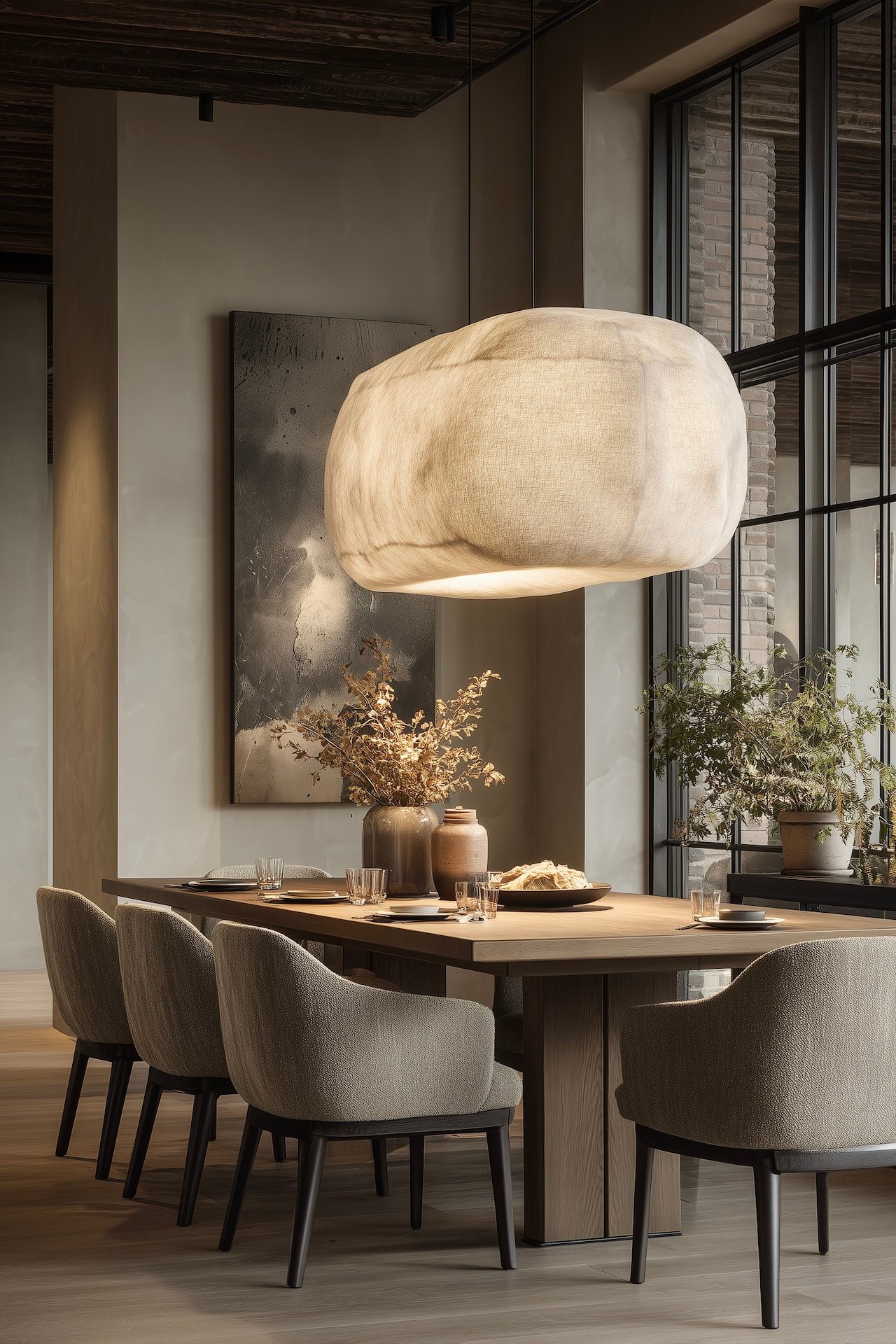 suspension plafond bas textile nuage salle à manger