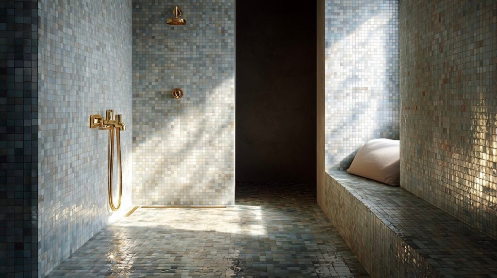 zellige pose entretien salle bain luxe bleu clair