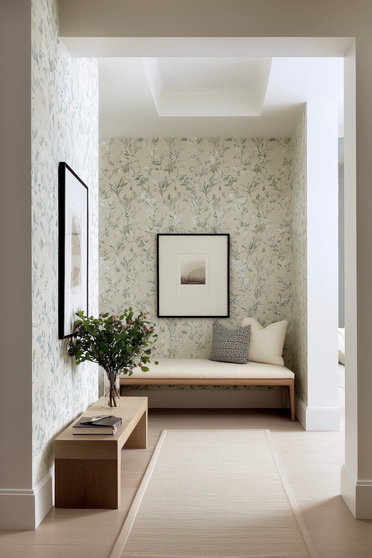 couloir banc danois bois brut décoration nature slow life