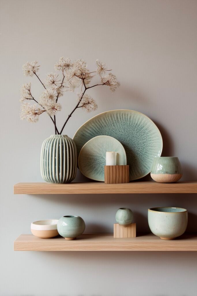 étagère murale vaisselle céramique artisanale