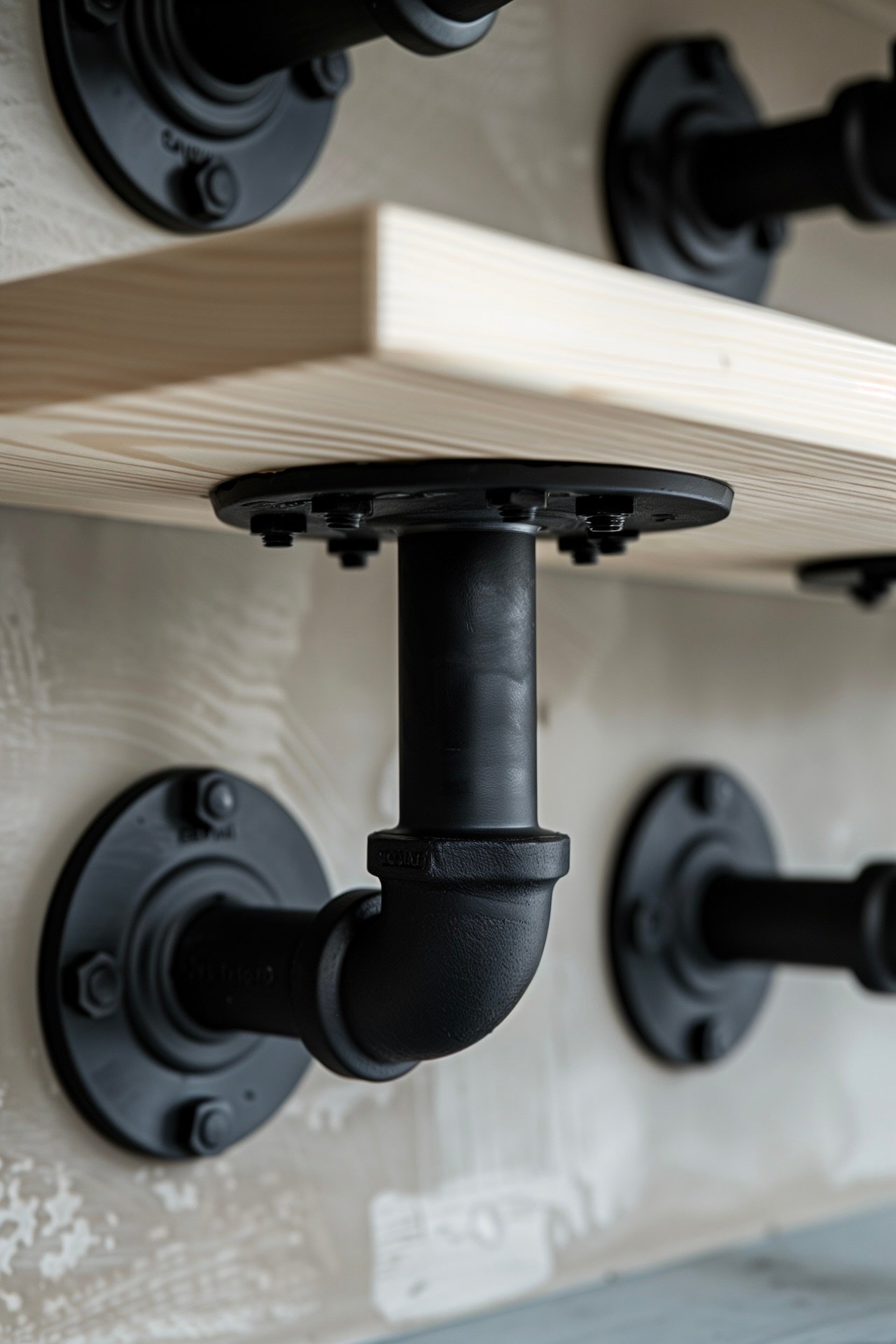 Fixation étagère assemblage sans soudure tagre industrielle tuyau noir mat