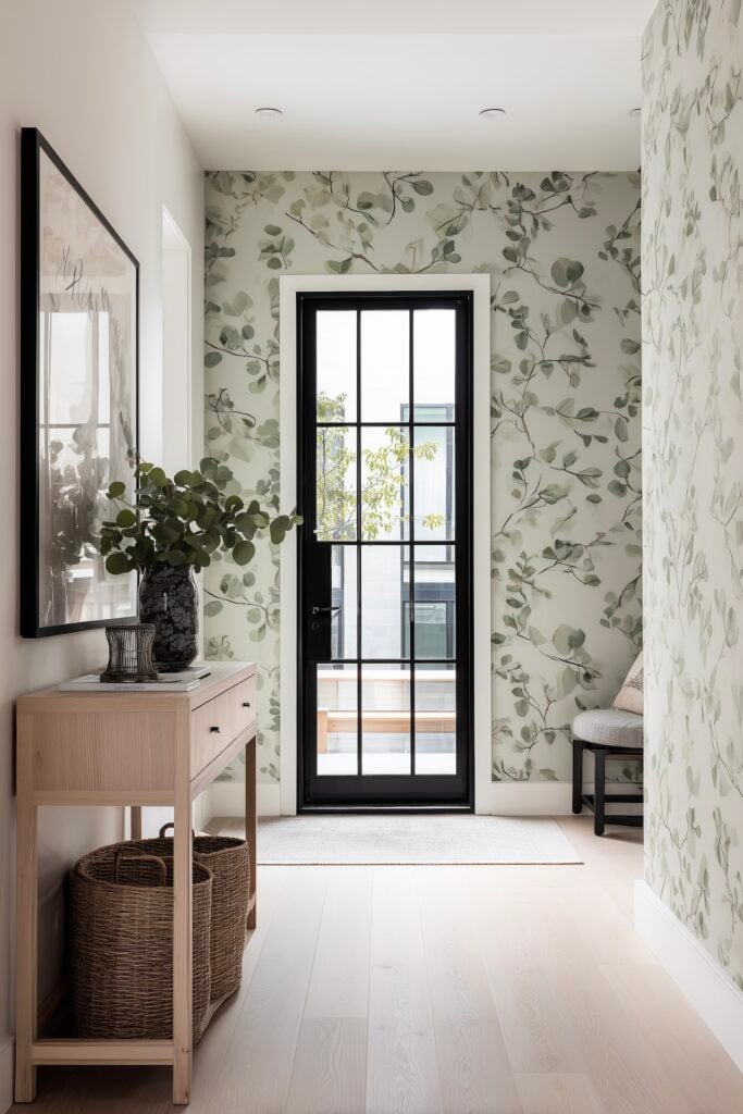idée déco papier peint petite entrée classique