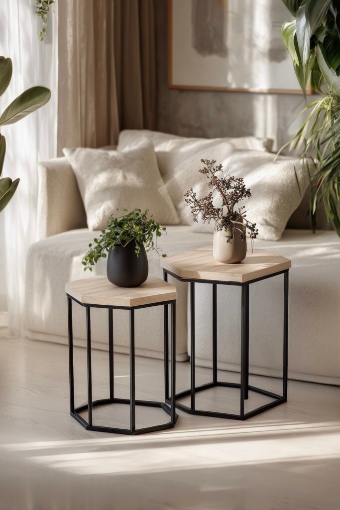 meuble industriel pas cher diy table basse gigogne hexagonale