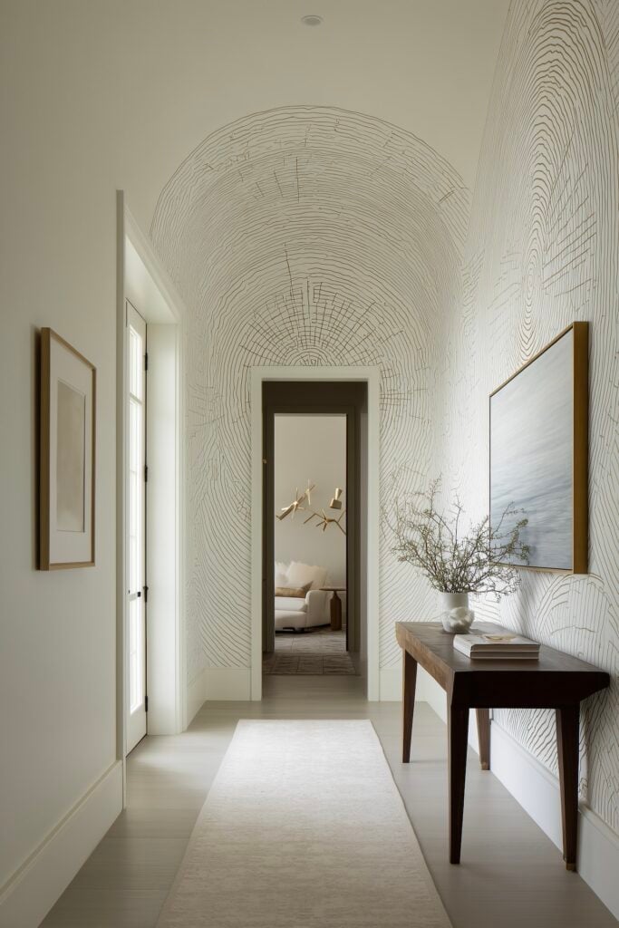 papier peint illusion bois matière petite entrée déco zen