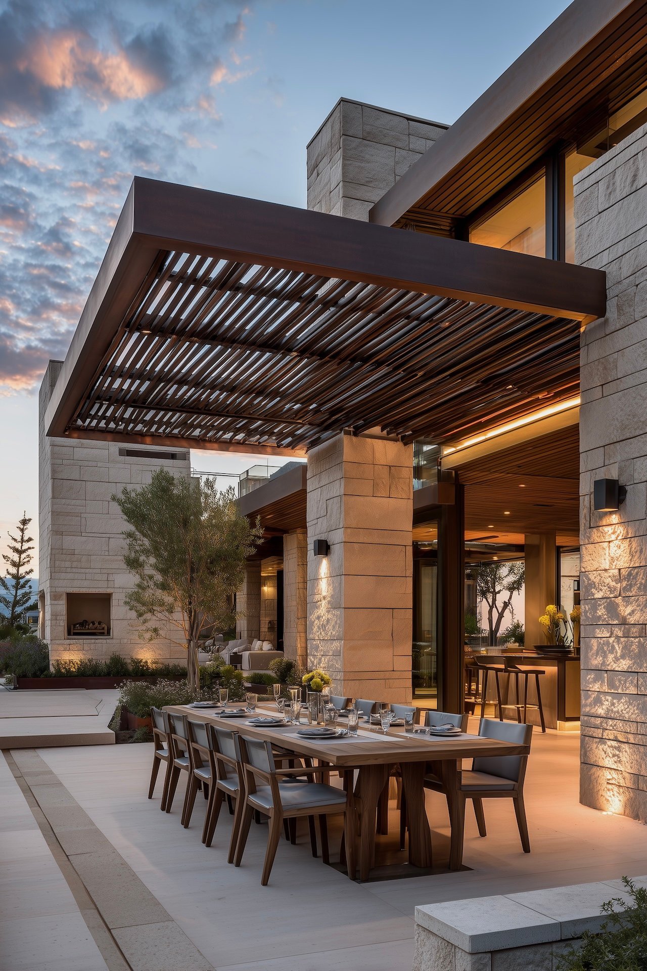 pergola ajourée bois moderne panneaux latéraux brise-vue