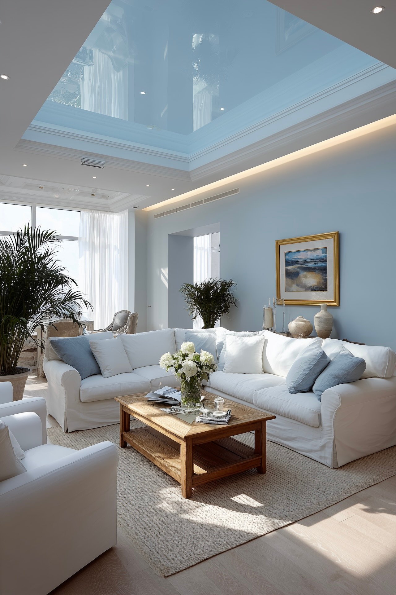 plafond bas peinture lumineuse trompe l'oeil astuce architecte