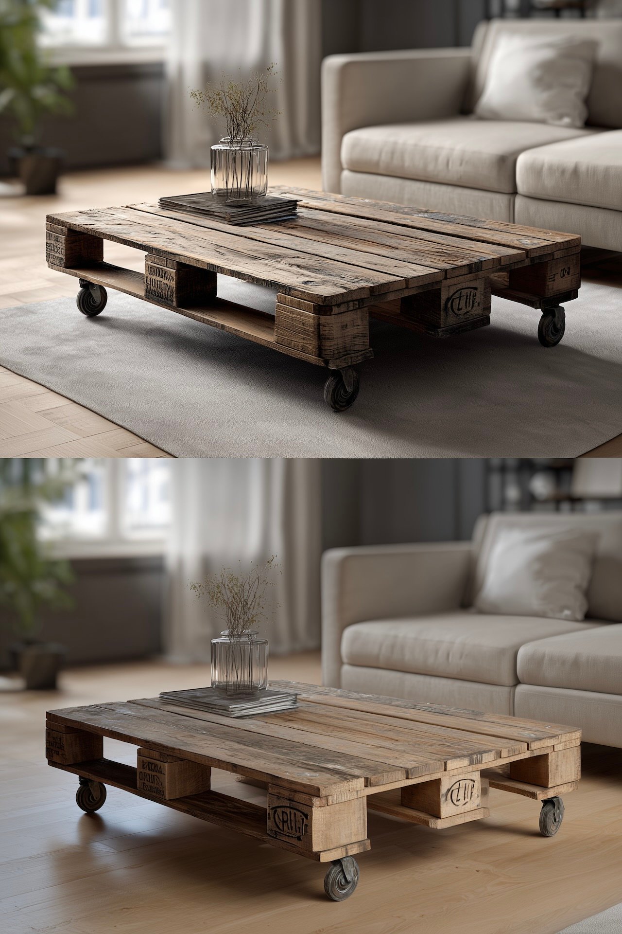 Table basse palette bois avant après relooking