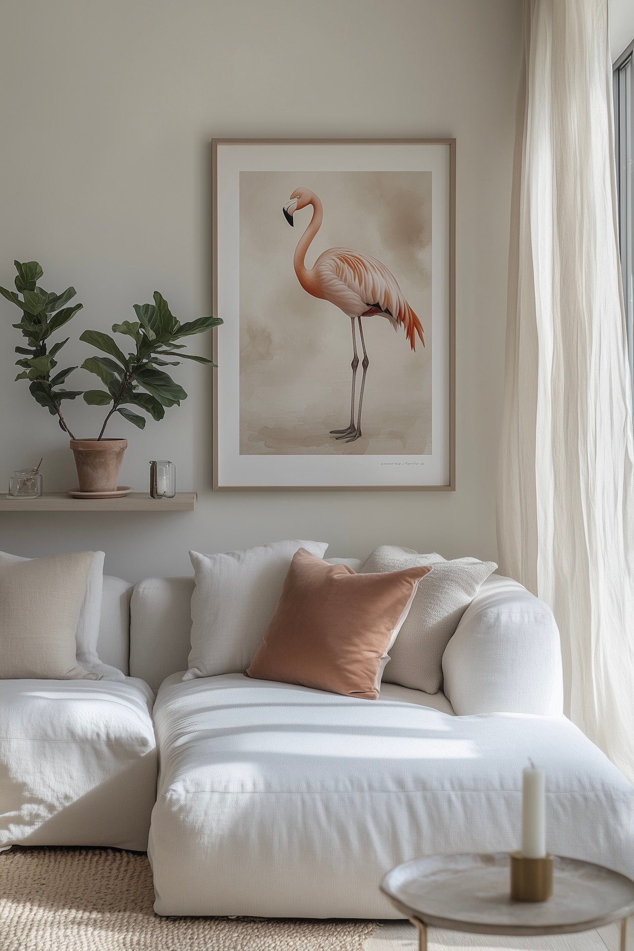 affiche flamant rose vintage déco scandinave cosy