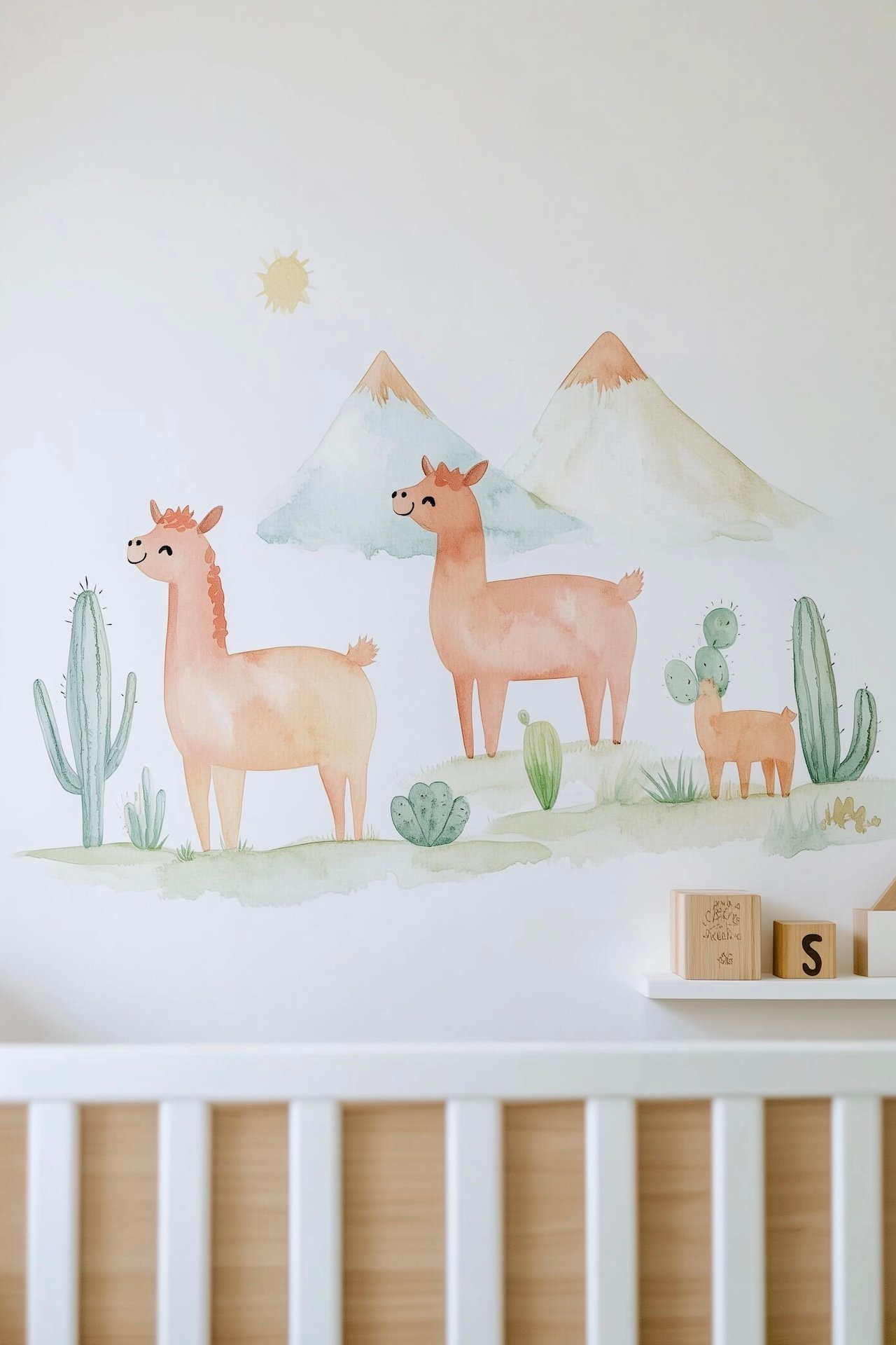 papier peint paysage Andes aquarelle décoration chambre enfant bébé pastel