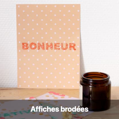 affiches brodées bonheur carte postale do it yourself déco