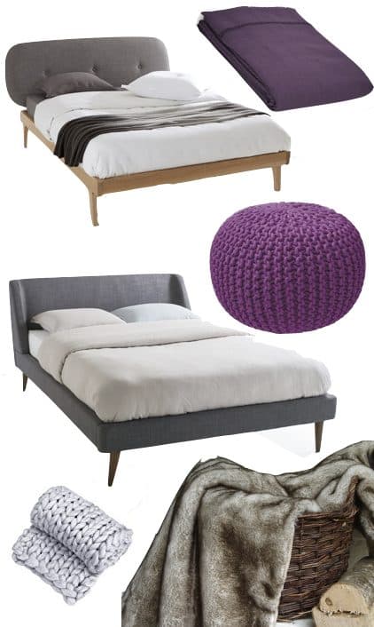 décoration lit design gris chambre violette  blog déco clem around the corner