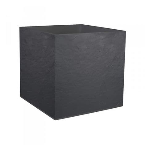 pot carré volcania gris foncé olivier effet pierre ardoise plastique