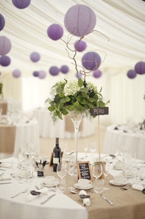 décoration mariage violet prune parme vert