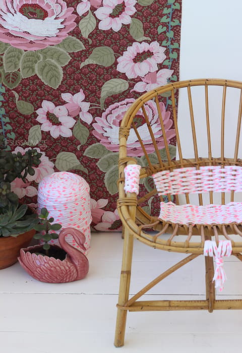 DIY chaise rotin tissage rose blanc - blog déco - clem around the corner