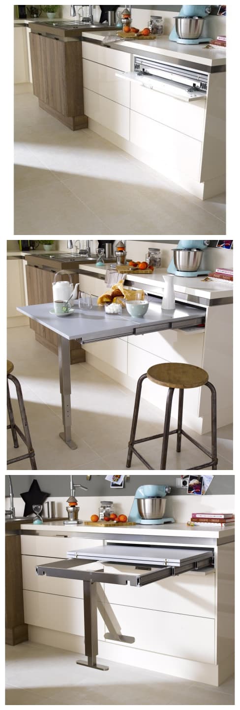 cusine demontable retractable table masque meuble petit dejeuner