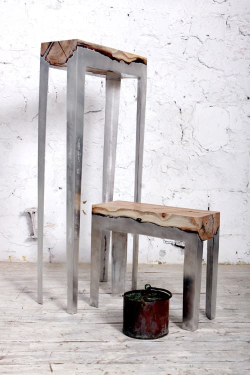 fabriquer un banc avec une souche darbre et du métal hilla Shamia