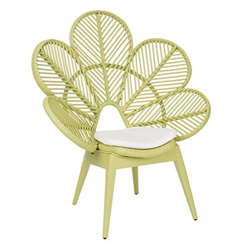 chaise en forme de fleur rotin osier vert amande pomme MAGRIT