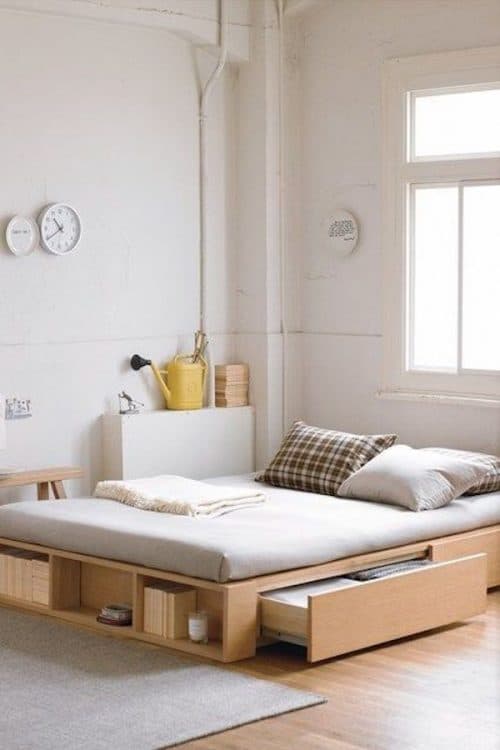 amenager 20m2 lit tiroir blanc bois blog déco décoration astuce design