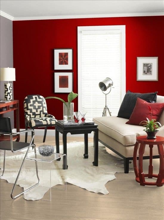 salon rouge noir blanc