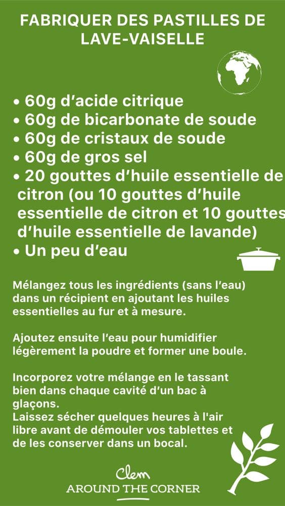 gestes éco-responsables dans la cuisine démarche eco-friendly cuisine pastille lave vaisselle faire soi-même facile écolo - blog déco - clem around the corner