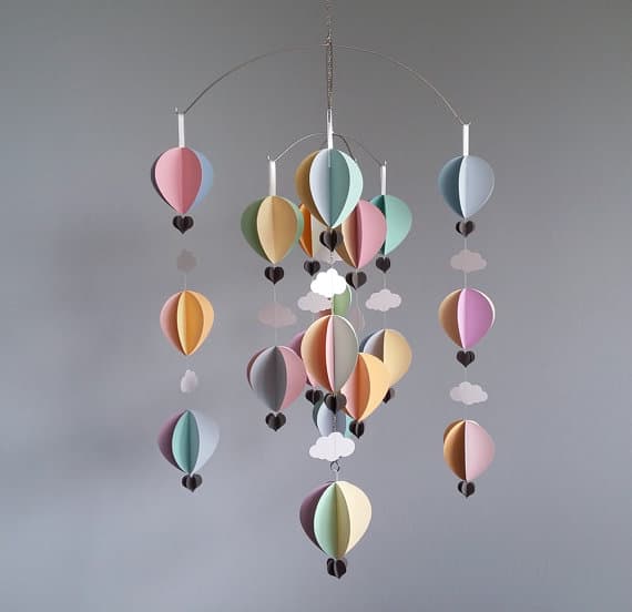 mobile enfants diy origami montgolfiere