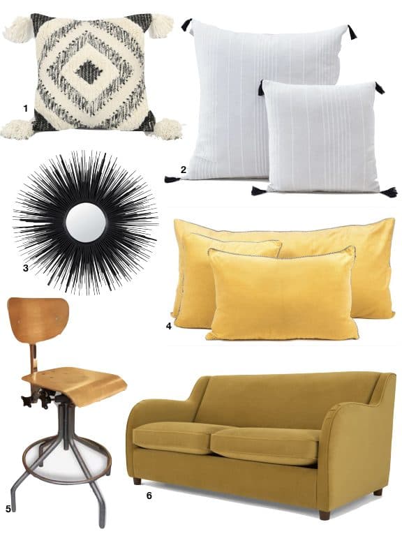 deco cosy jaune moutarde canape velours couvertible moderne retro vintage