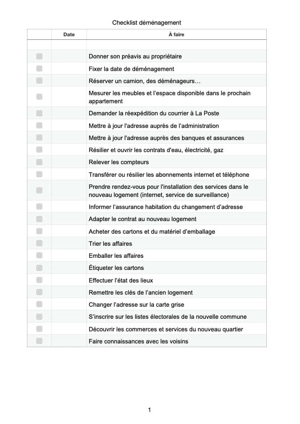 Checklist déménagement démarches listes choses à faire - blog déco