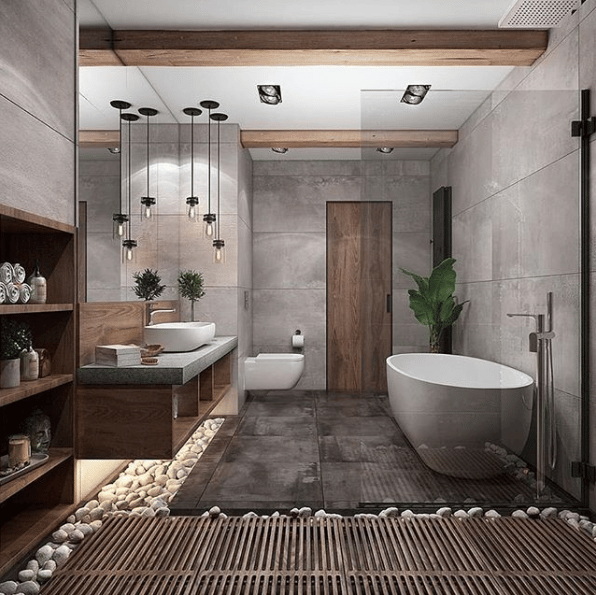 salle de bains theme nature ardoise pierre galet bois - blog déco - clem-around-the-corne
