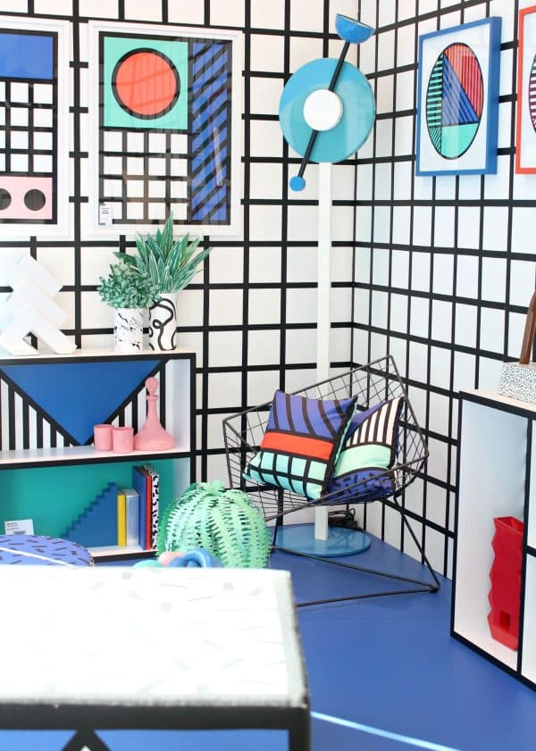 lampe bleu style memphis design
