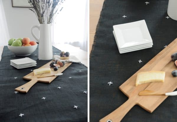 déco point de croix diy nappe lin