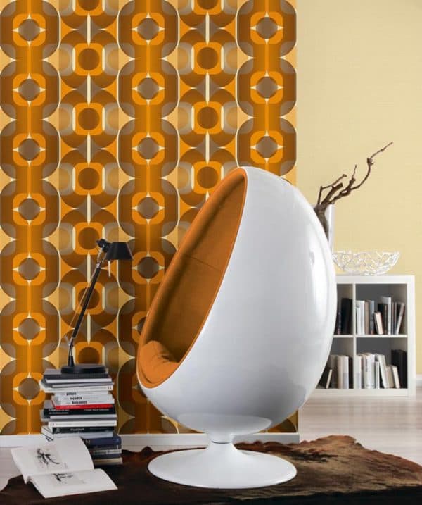 orange marron déco 70s seventies fauteuil oeuf moquette