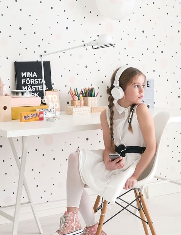 chambre ado fille noir blanc coin bureau déco clem around the corner