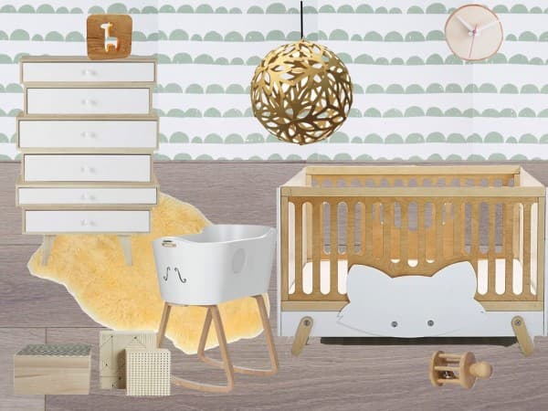 chambre nourrisson naissance scandinave bois blanc vert