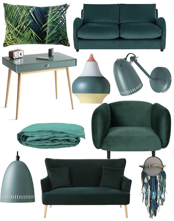 fauteuil canapé velours bleu paon design clem around the corner