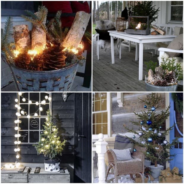 sapin de noel extérieur deco terrasse jardin.