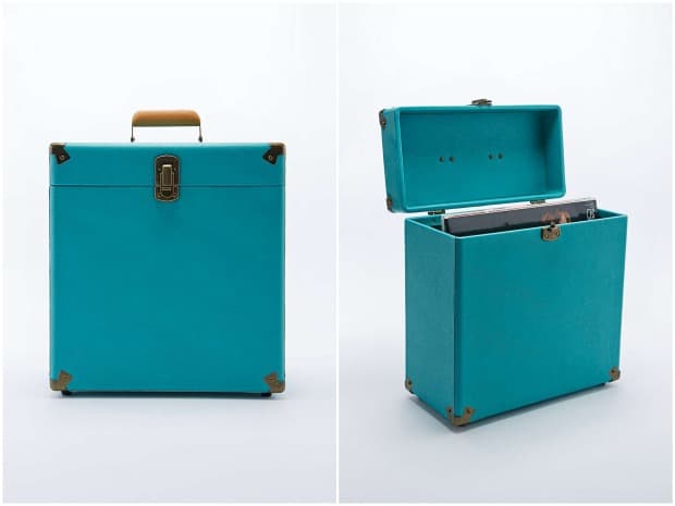 valise de rangement disque vinyle 33 tours vintage.