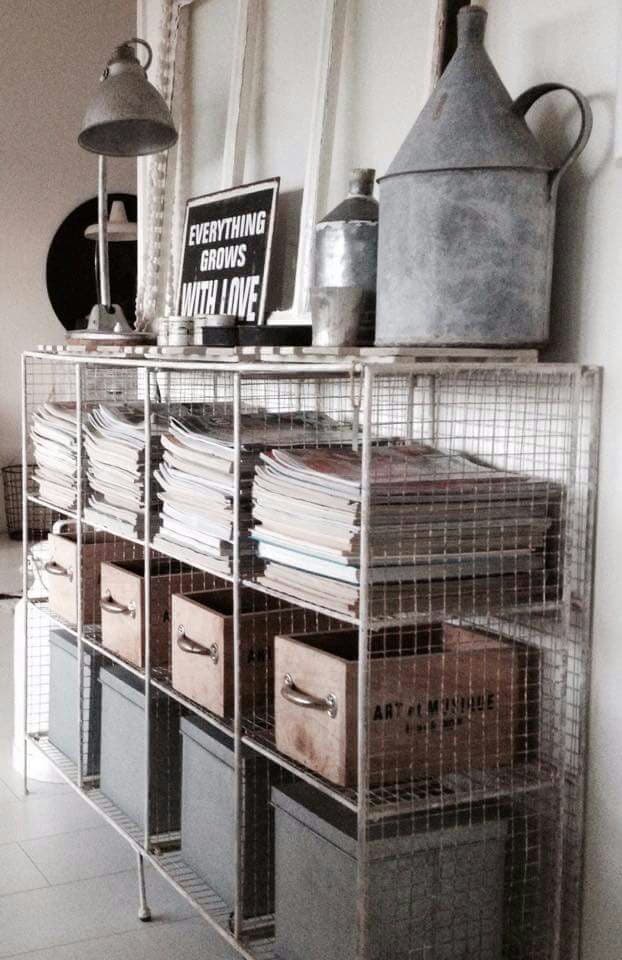 meuble de rangement style loft étagère grillage récup - blog déco - clem around the corner