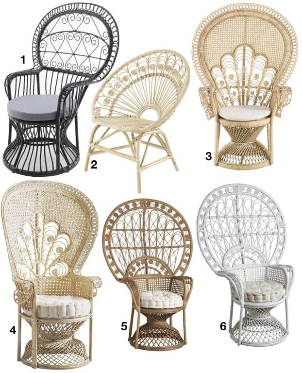 le fauteuil Emmanuelle en osier noir blanc naturel