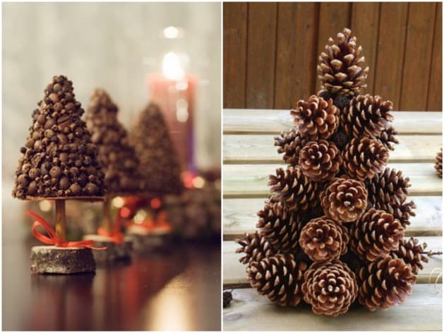 petit et faux sapin de noel en pomme de pin