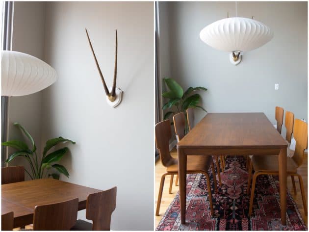 salle à manger deco boheme epure minimaliste vintage chaise bois 60s
