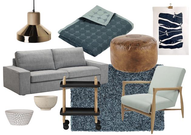 comment décorer un salon scandinave nuance de gris vert céladon vintage