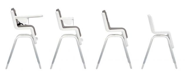 Chaise haute originale bébé hauteur adaptable pivotante blanche gris style industriel déco