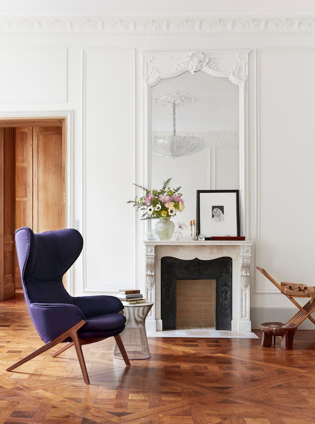 deco haussmann blanche moderne fauteuil violet